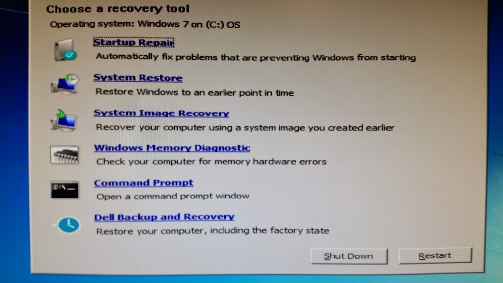 dell system recovery windows 7